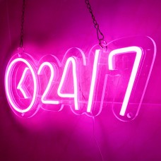 24/7 Neon Sign  17.7×7in/45×18cm