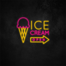 Ice Cream Open Neon Sign 20in×16.5in/50.8cm×41.9cm