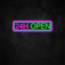 24H Open Neon Sign 17.4in×5.4in/44.2×13.6cm