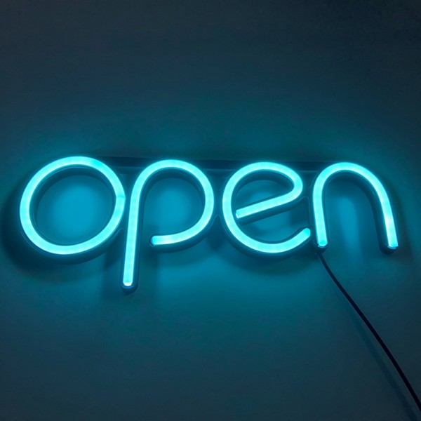 Ice Blue Open Neon Light Signs