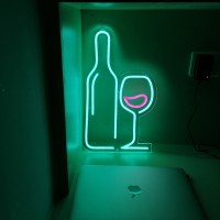 Wine Bottles and Goblets Neon Light Sign 17.7×10.2in/45×26cm