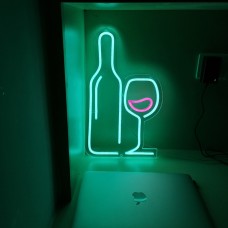 Wine Bottles and Goblets Neon Light Sign 17.7×10.2in/45×26cm