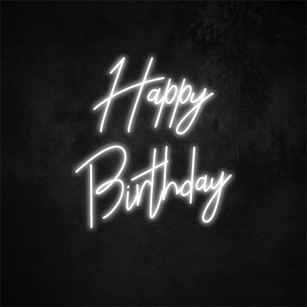 Happy Birthday Neon Sign(white) 17.8in×16.3in/45.2cm×41.5cm