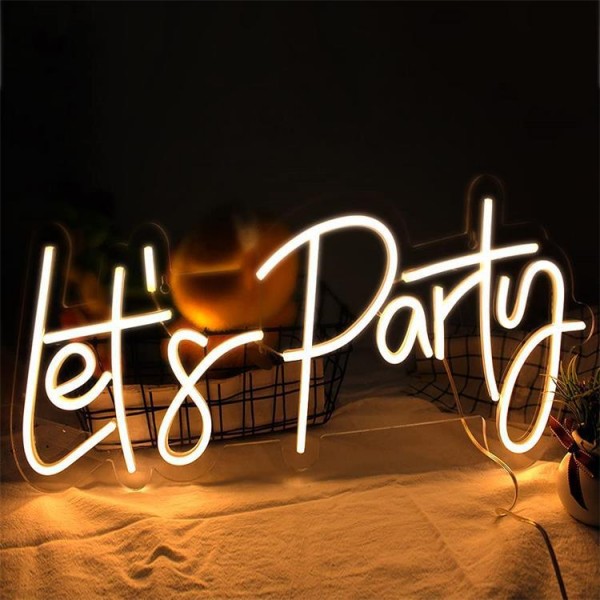 Let's Party Neon Sign for Wall Decor,With dimming switch (Warm White)
